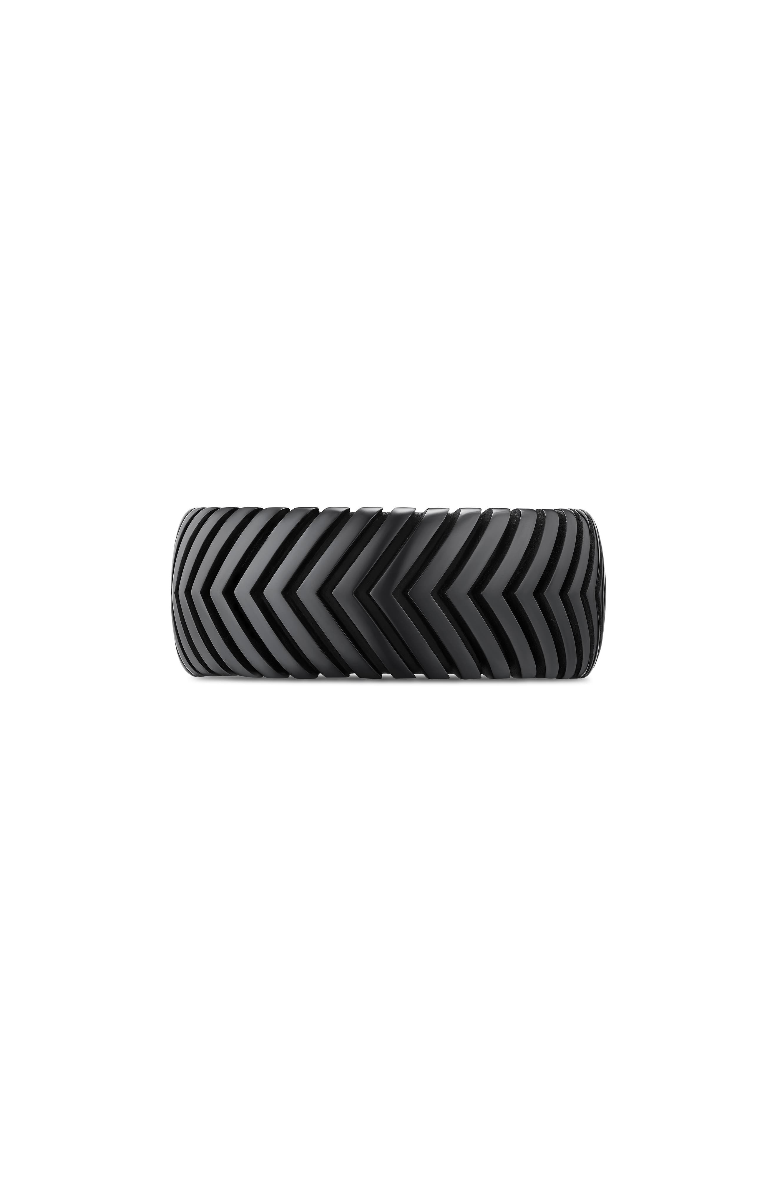 David Yurman Men's Chevron Band Ring in Black Titanium, 10mm at Nordstrom - 7