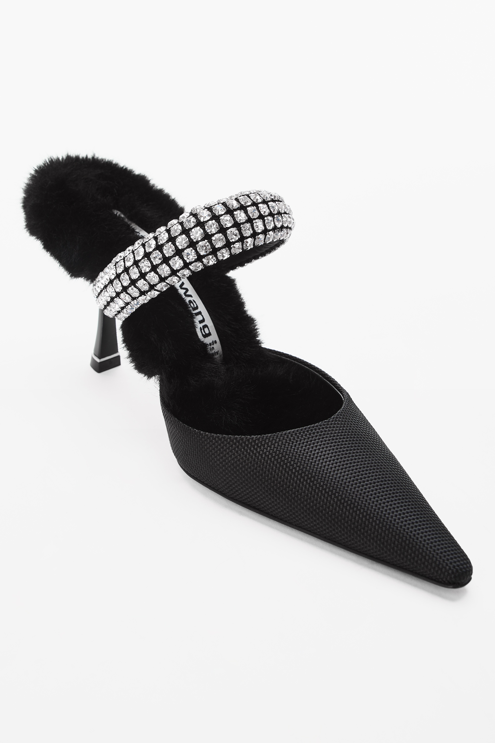 GRACE85 CRYSTAL MULE IN NYLON & FAUX FUR - 2