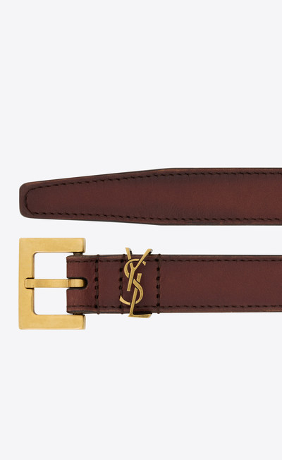 SAINT LAURENT cassandre thin belt in vegetable-tanned leather outlook