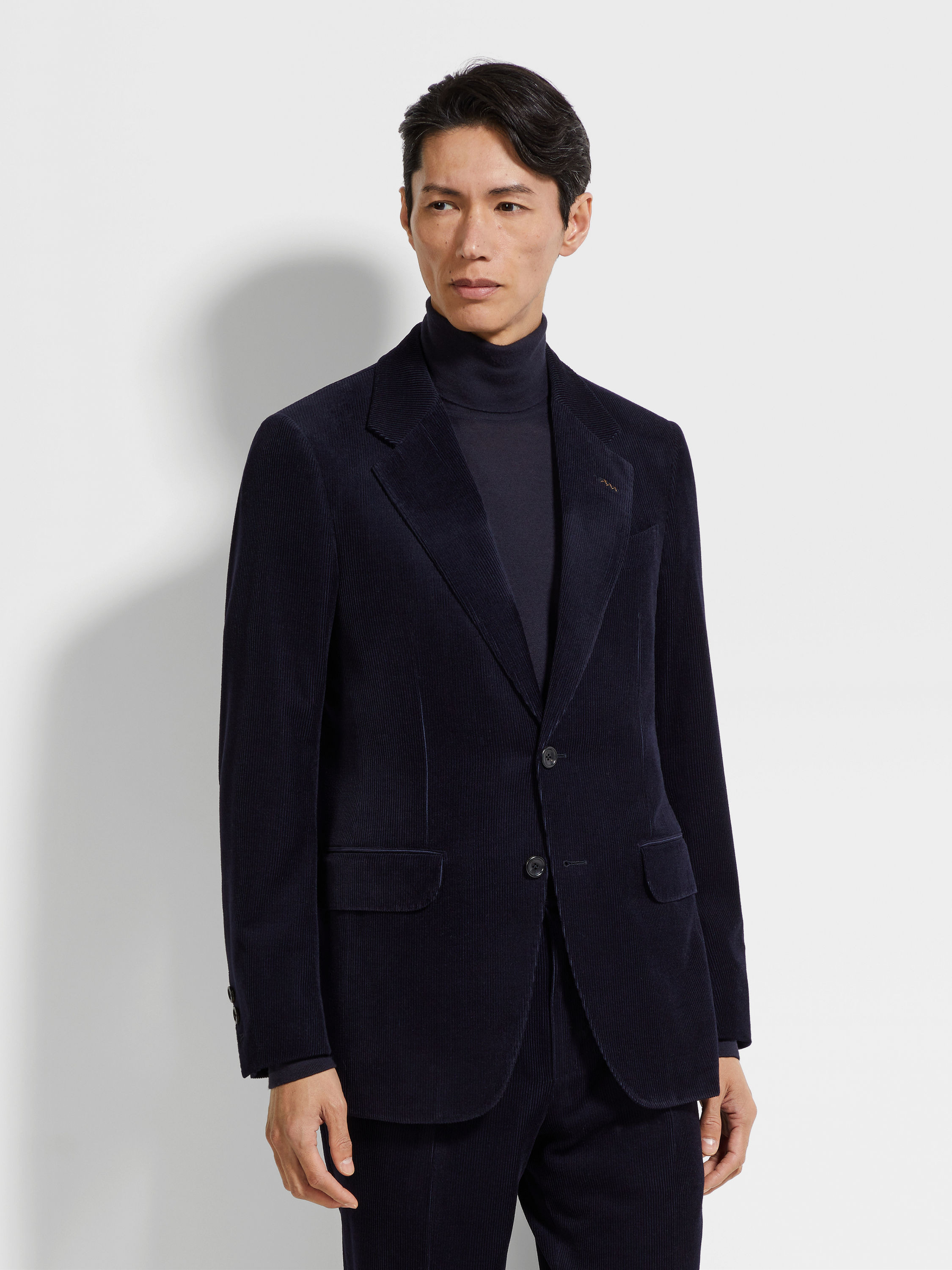 NAVY BLUE OASI CASHMERE BLEND JACKET - 4