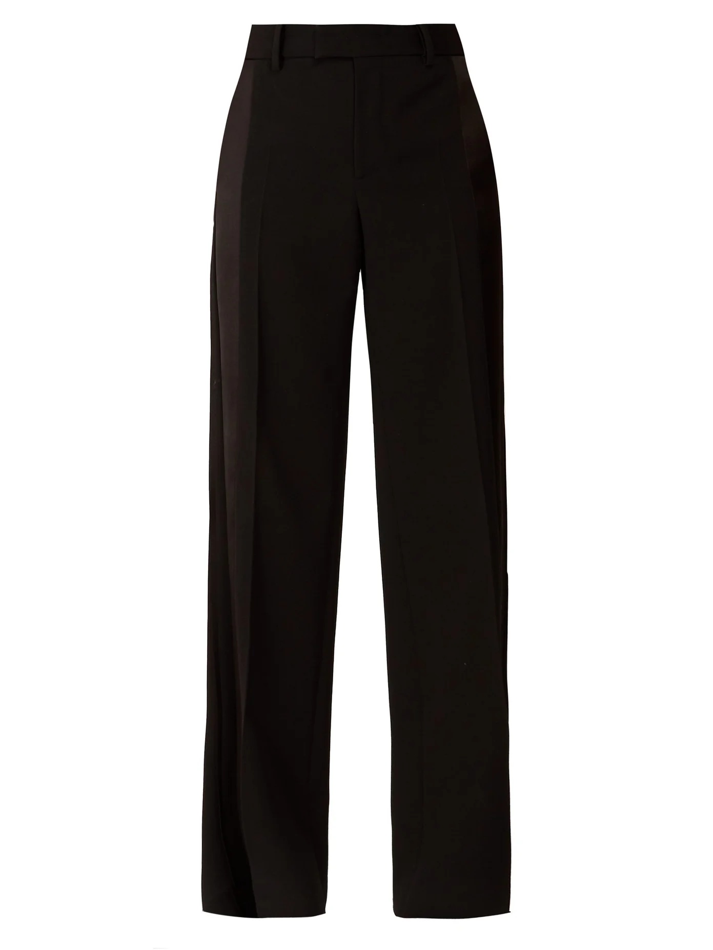 Straight-leg silk-trim wool-twill trousers - 1