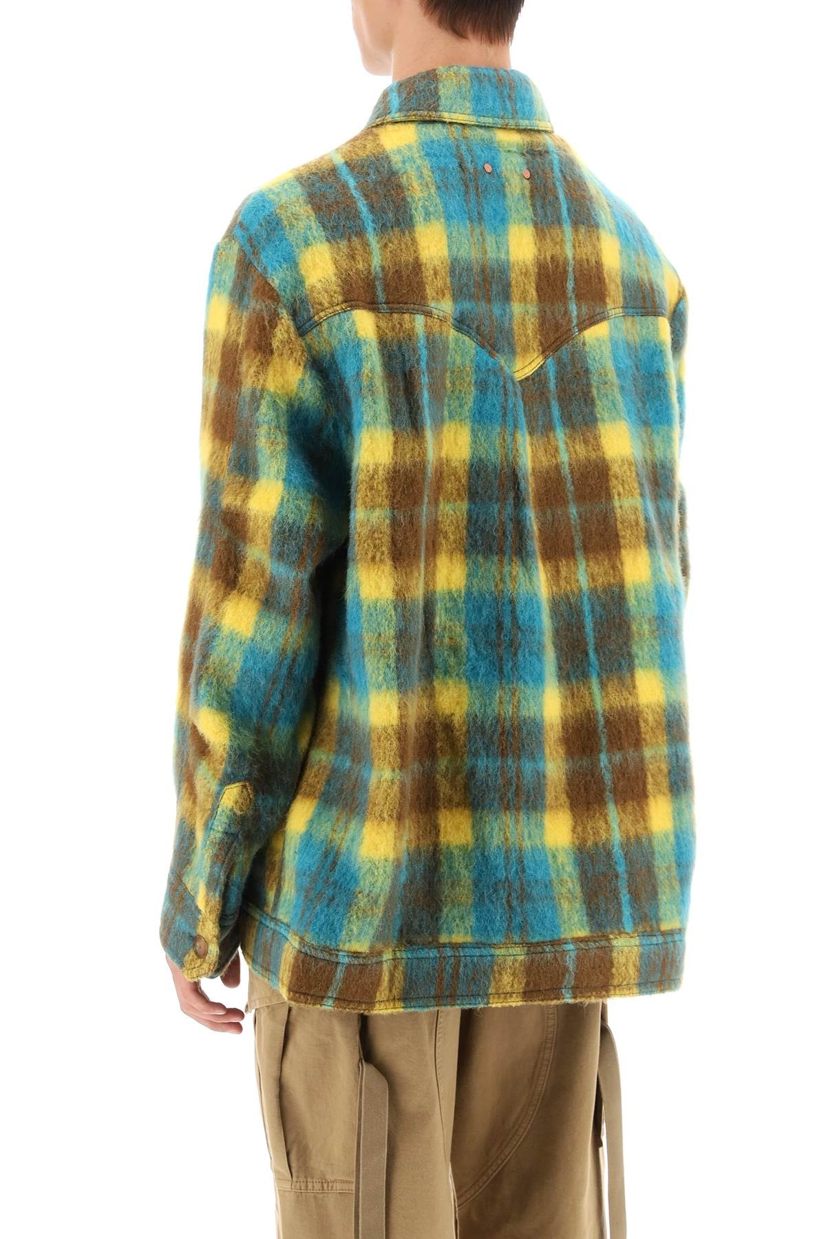 Brushed Yarn Overshirt With Check Motif - 2