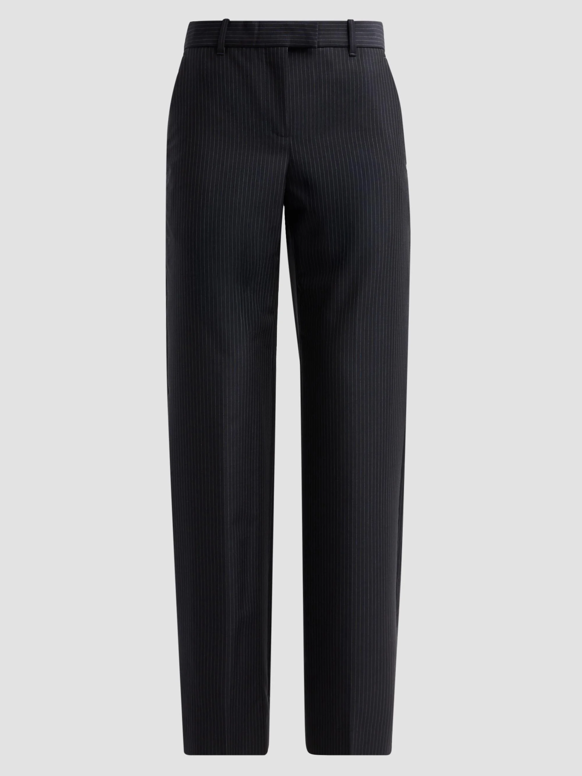 Women's Pinstripe Wool-Mohair Trousers - Navy Mel - 1