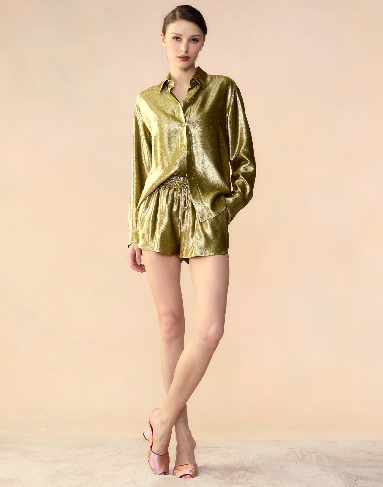 Liquid Gold Lamé Shorts - 5
