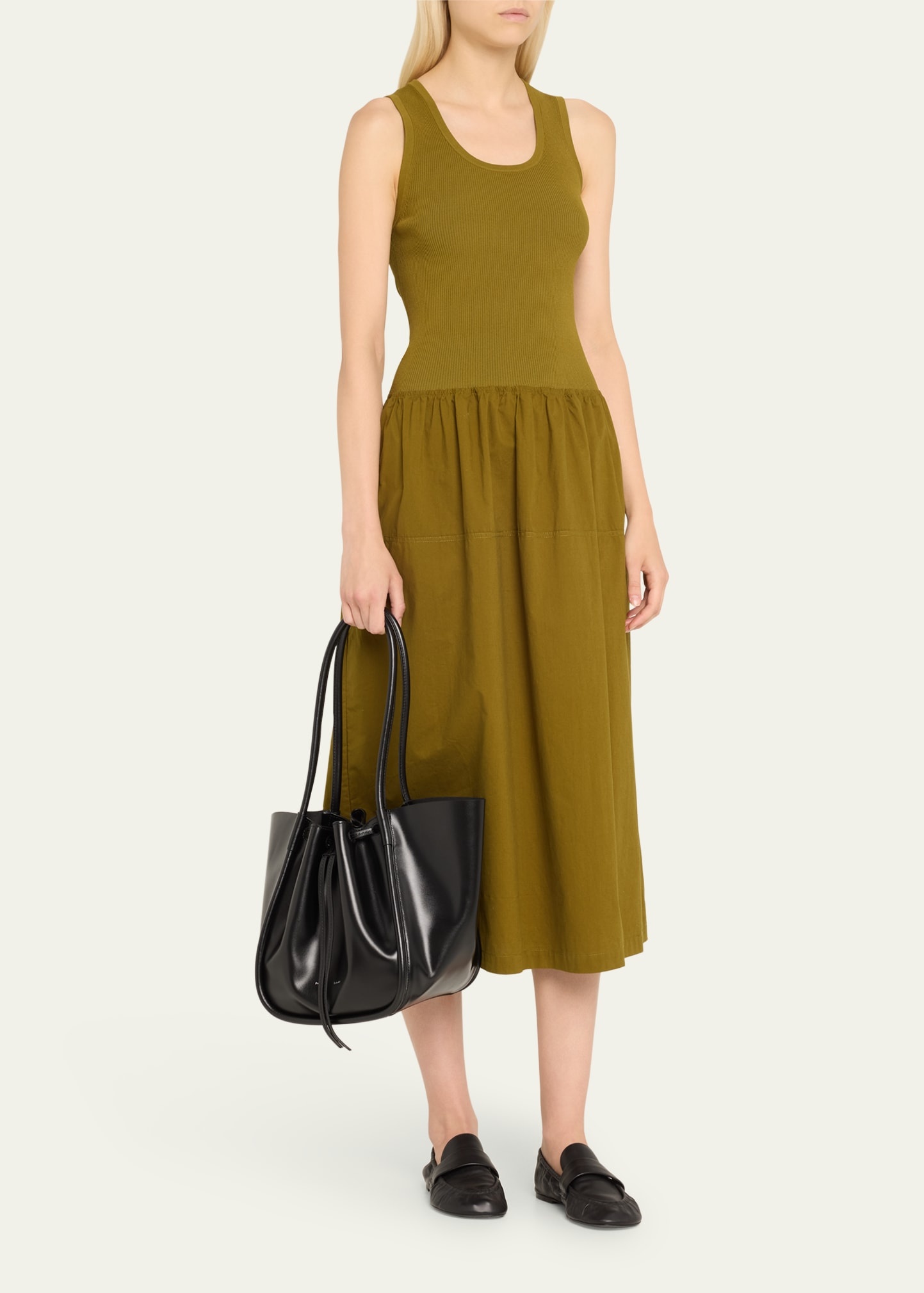 Large Ruched Calf Leather Tote Bag - 5