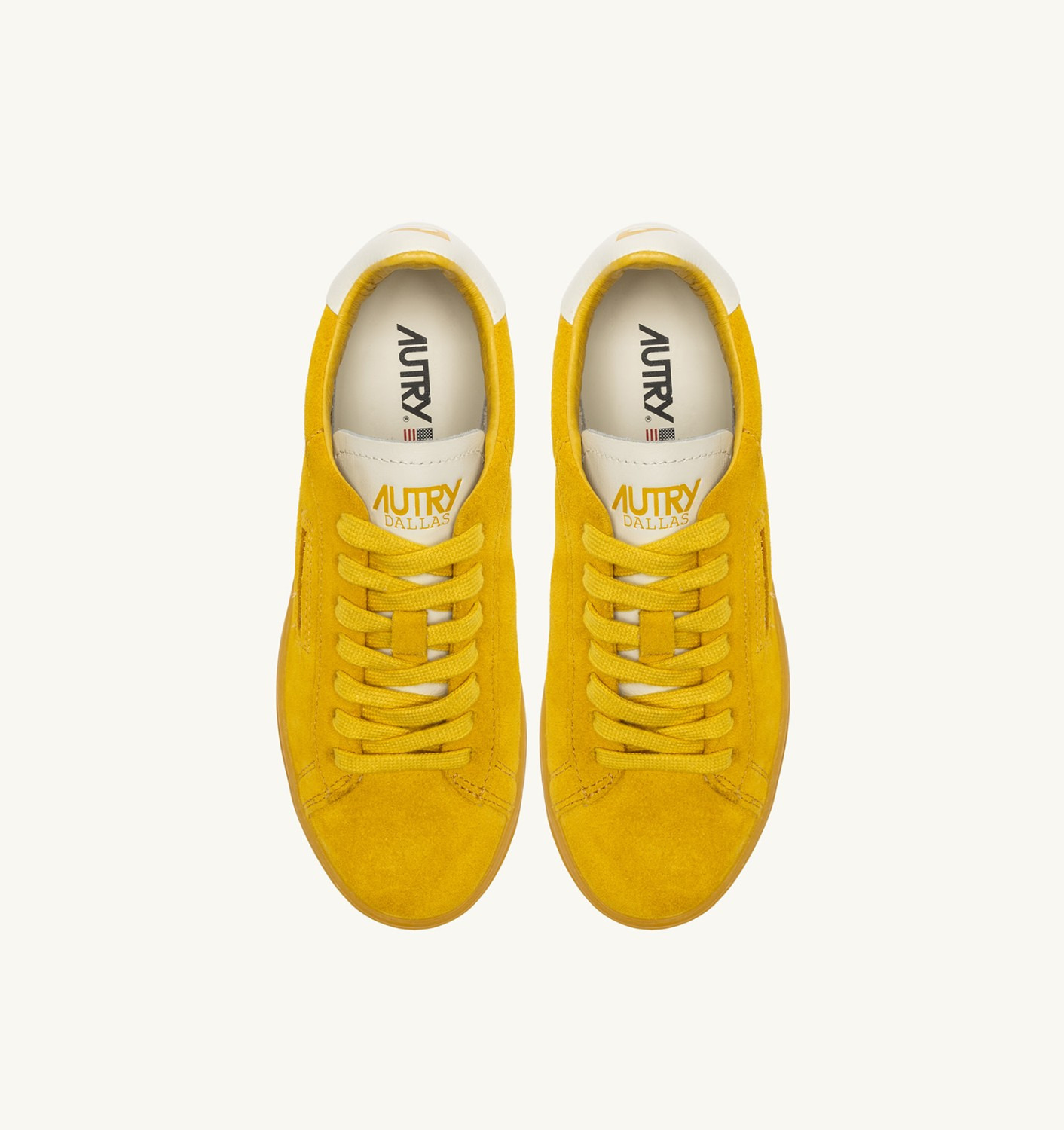 DALLAS LOW SNEAKERS IN MARSHMALLOW AND YELLOW SUEDE - 5