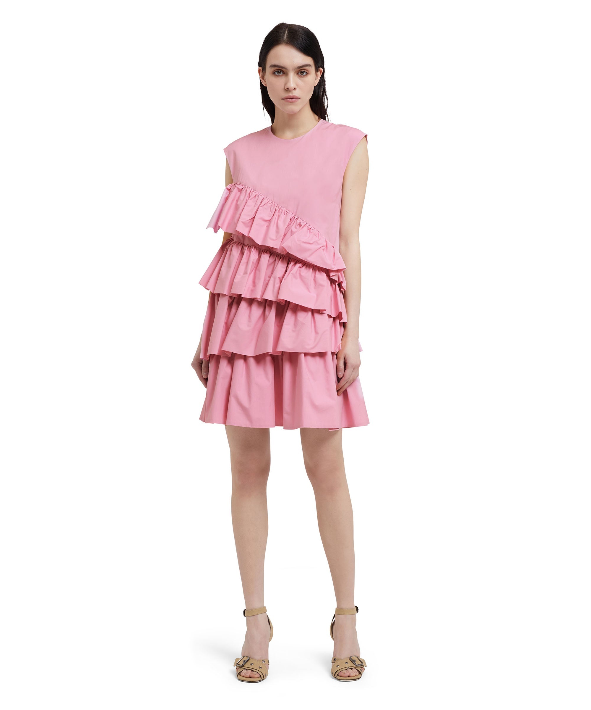 Sleeveless poplin dress with ruffles - 5