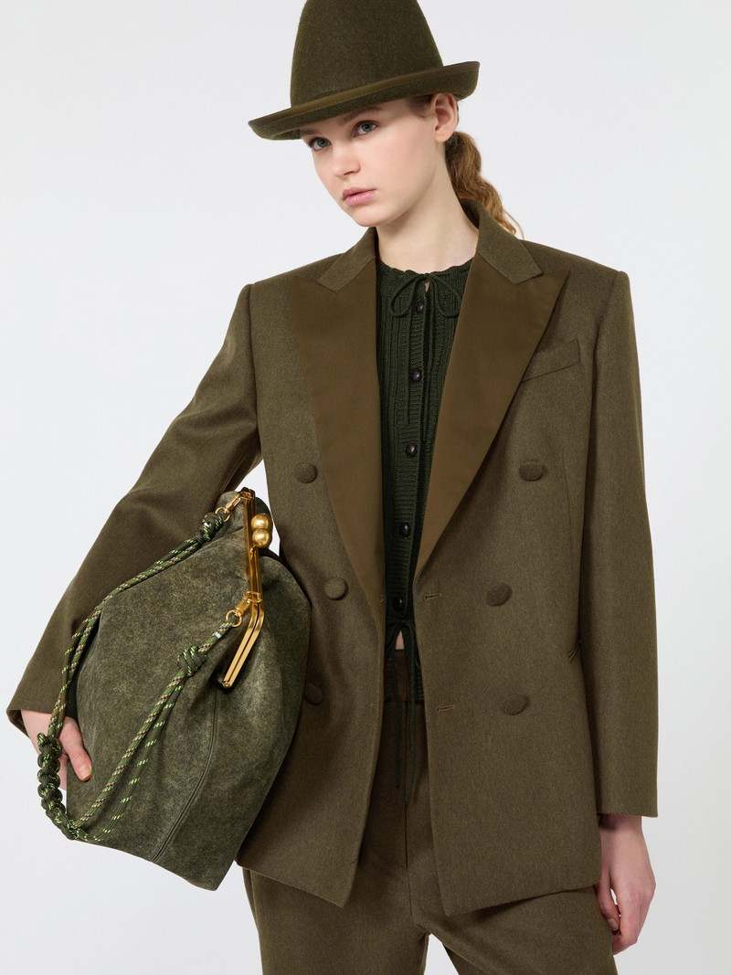 WKSGIOSTRA Mélange wool double-breasted blazer - MOSS GREEN 5