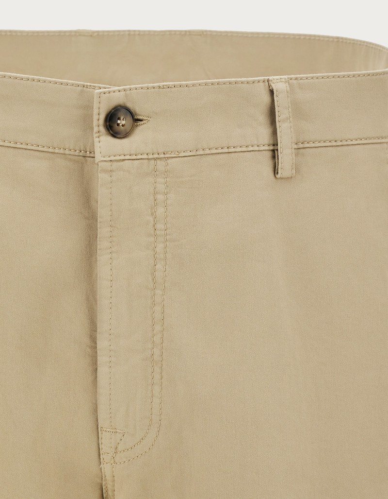 BEIGE GARMENT-DYED COTTON MICROTWILL CHINOS 4