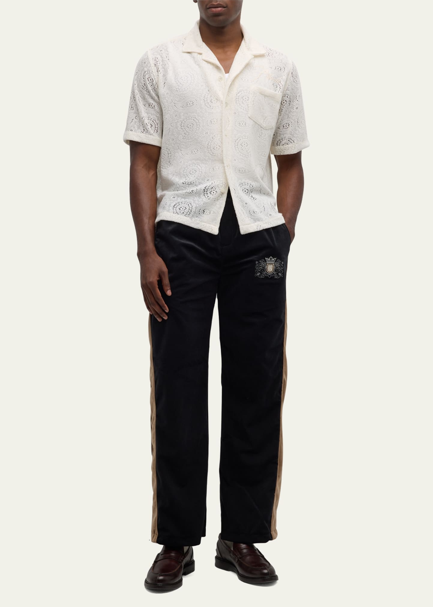 Men's Velvet Crest Side-Stripe Track Pants - 2