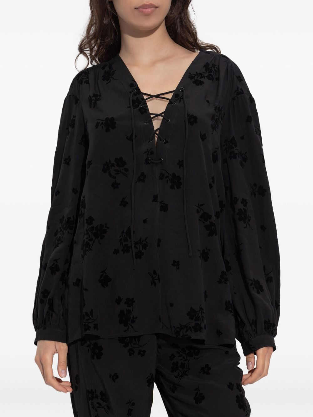 lace-up blouse - 3