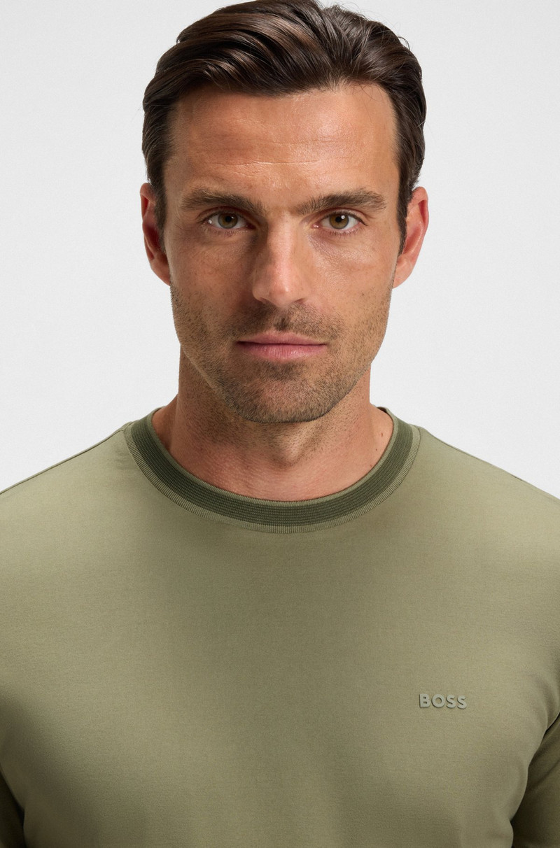 SLIM-FIT SHIRT IN DOBBY COTTON WITH CONTRAST TRIMS 3