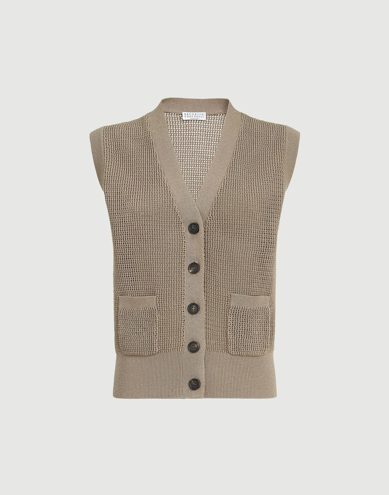 Sparkling cotton English rib cardigan 1