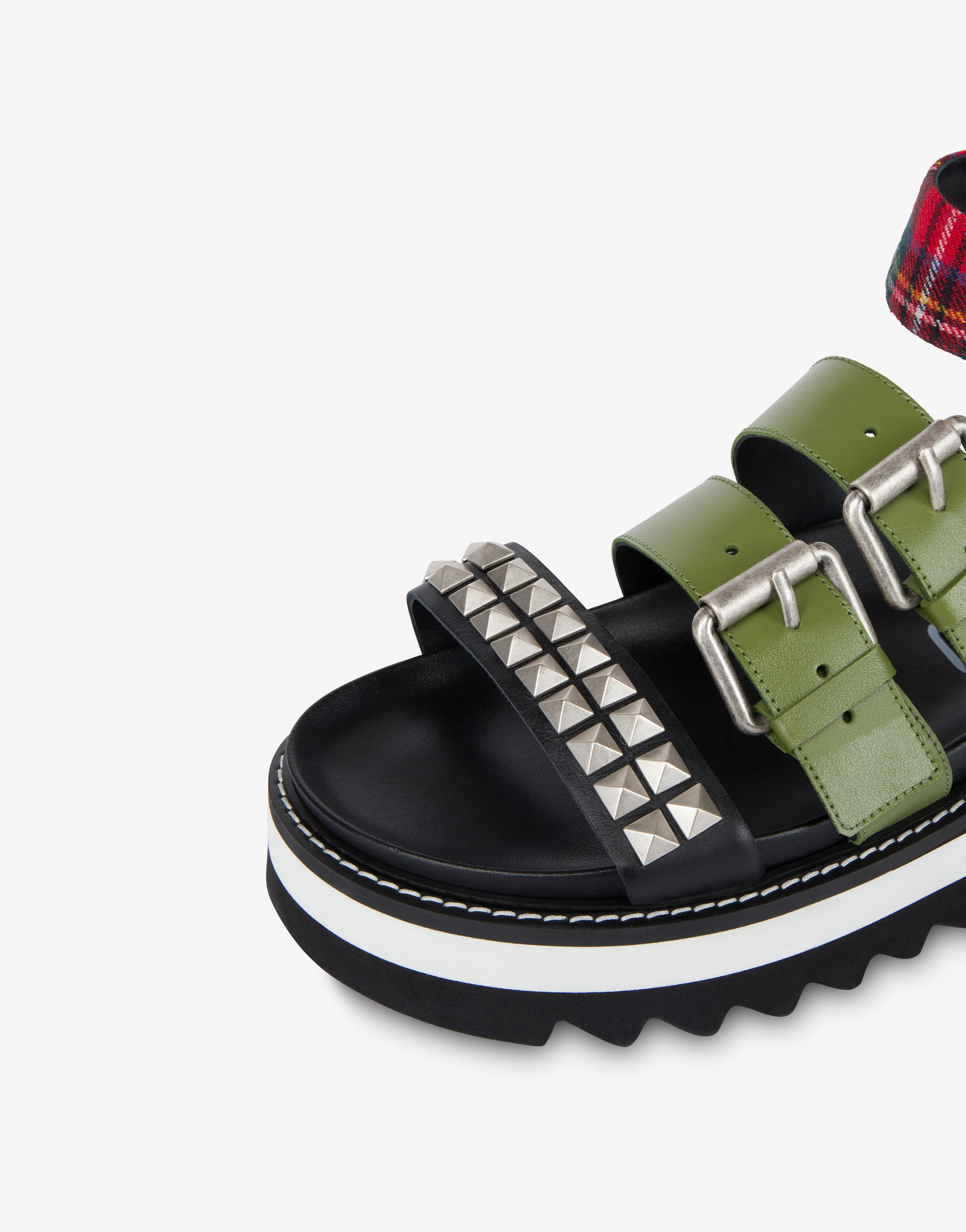 MILITARY PATCHWORK MULTI-STRAP SANDALS - 4