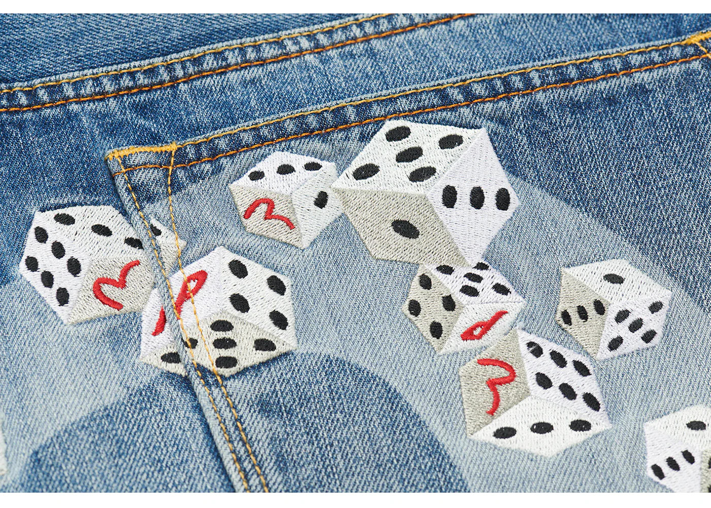 Palace x Evisu Dice Denim Jean Light Wash - 3
