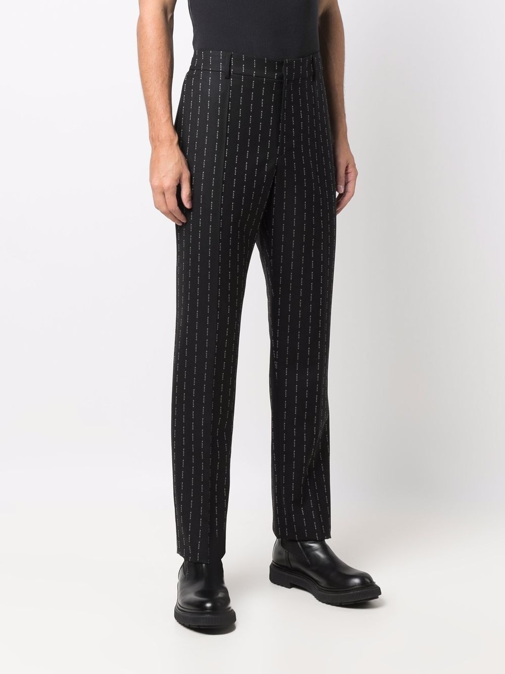 logo-pinstriped tailored trousers - 3