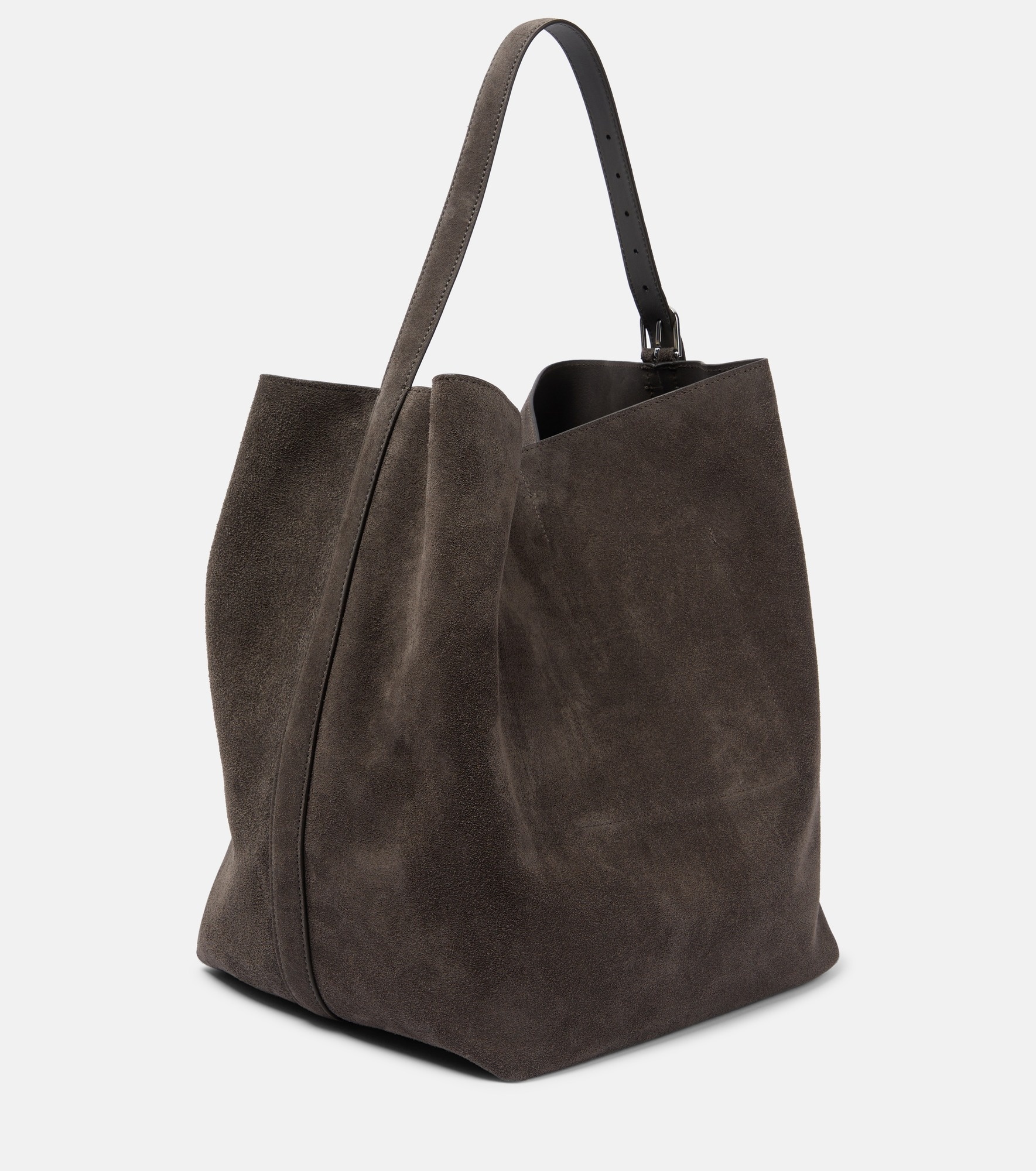 Belted suede tote bag - 4