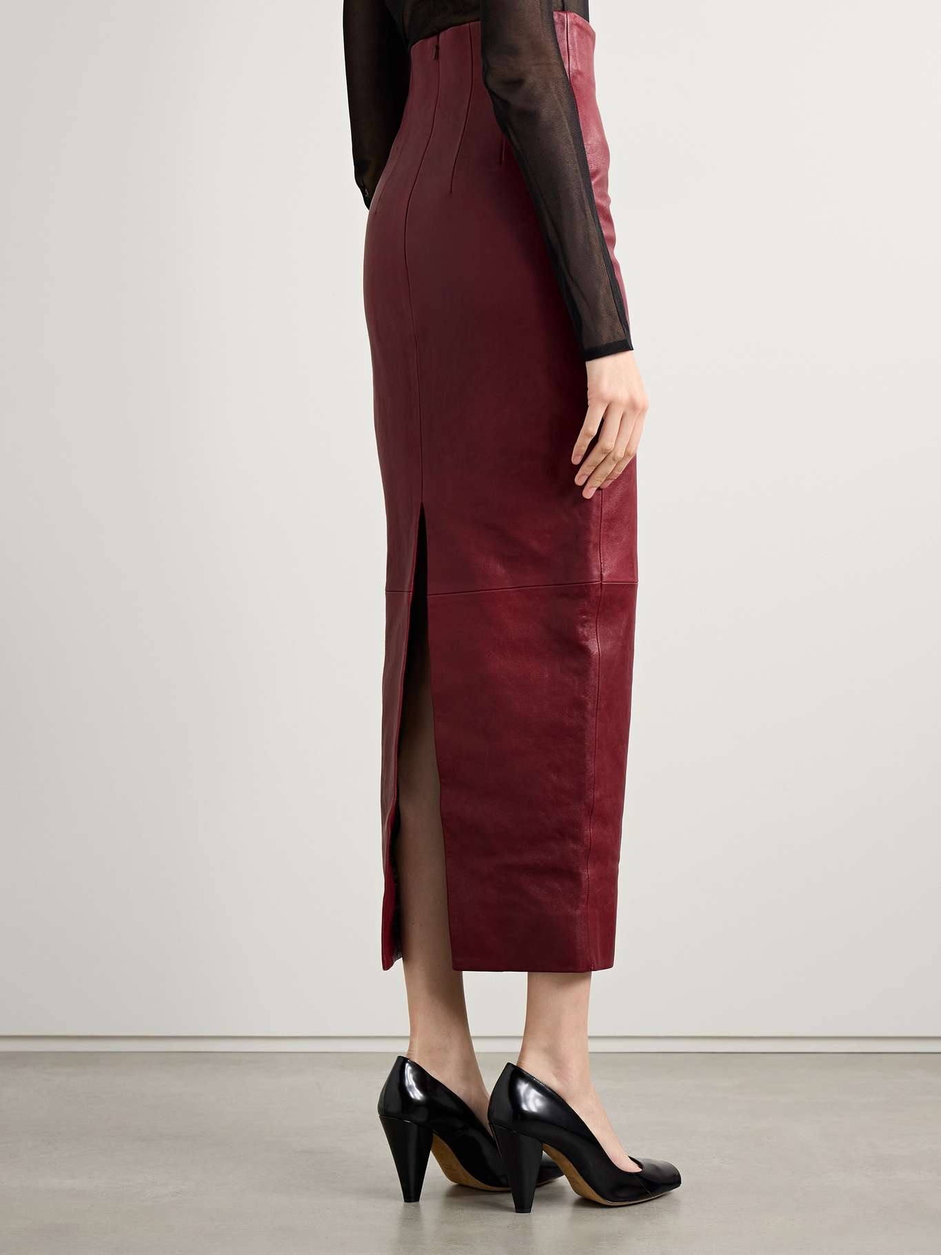 Loxley leather midi skirt - 4