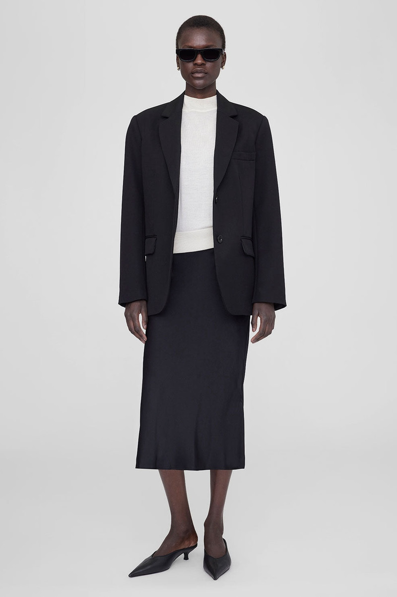 ANINE BING Bar Silk Skirt - Black outlook