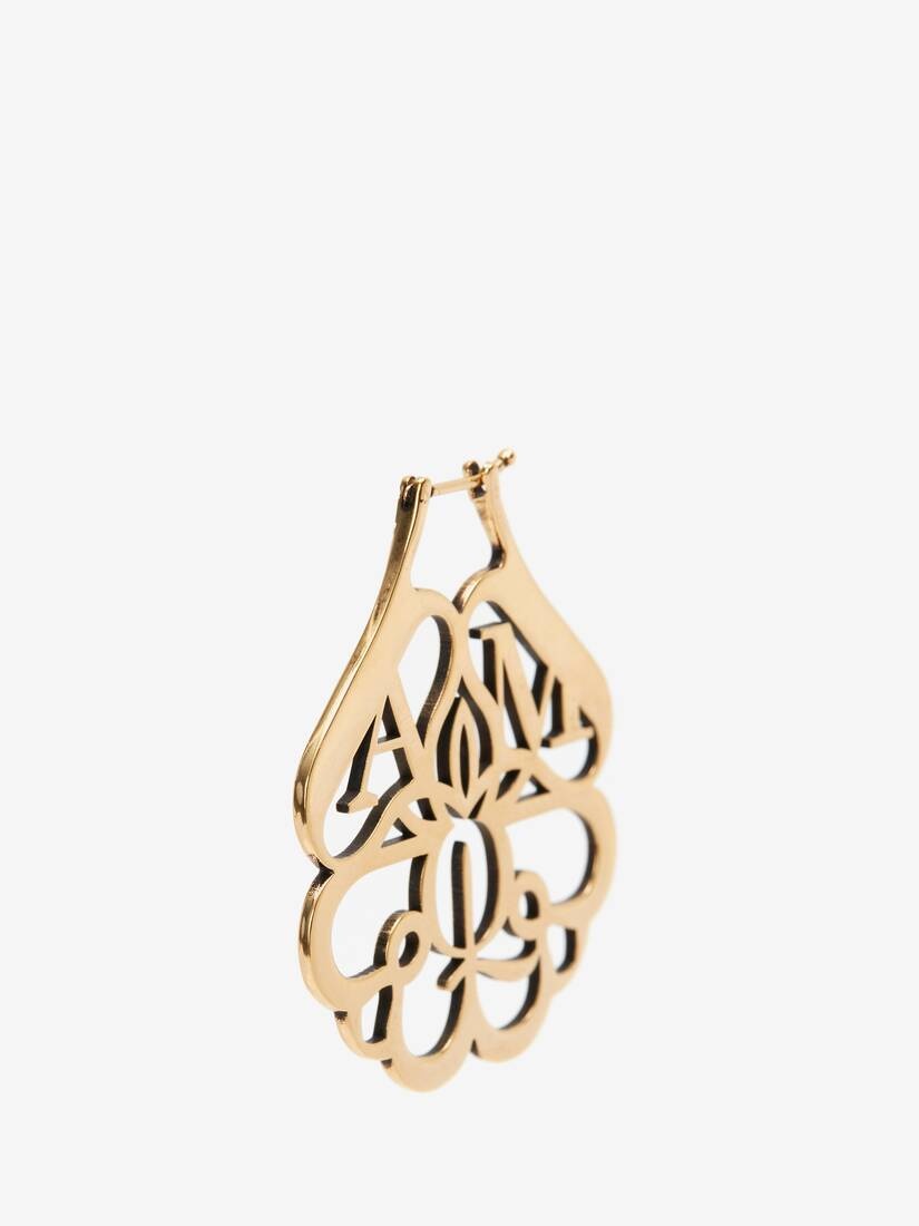 Seal Cut-out Earrings in Antique Gold 4