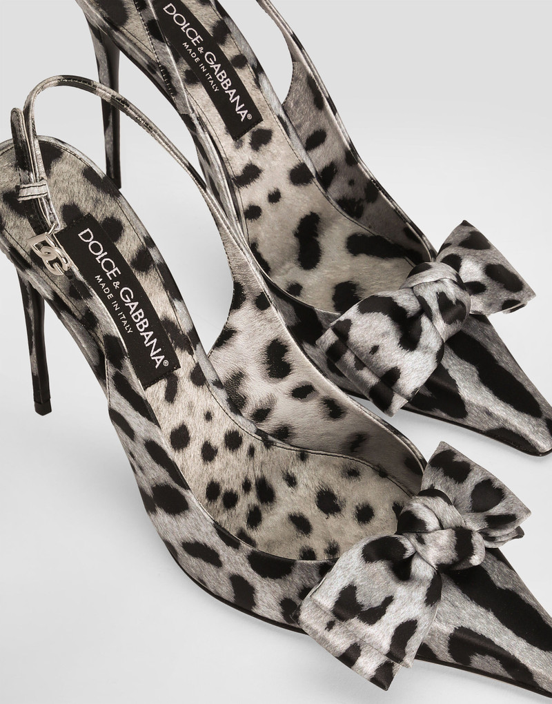 Leopard 인쇄 새틴 slingbacks 4