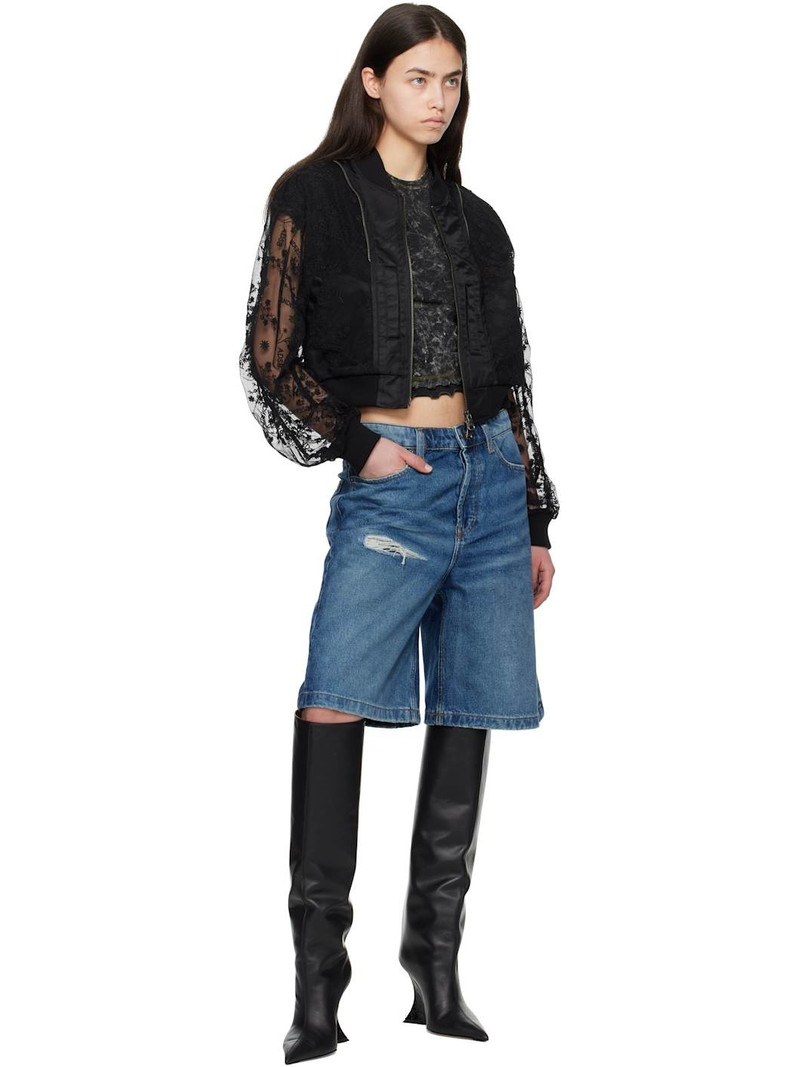 Andersson Bell Black Layered Logo Lace Short Bomber Jacket outlook