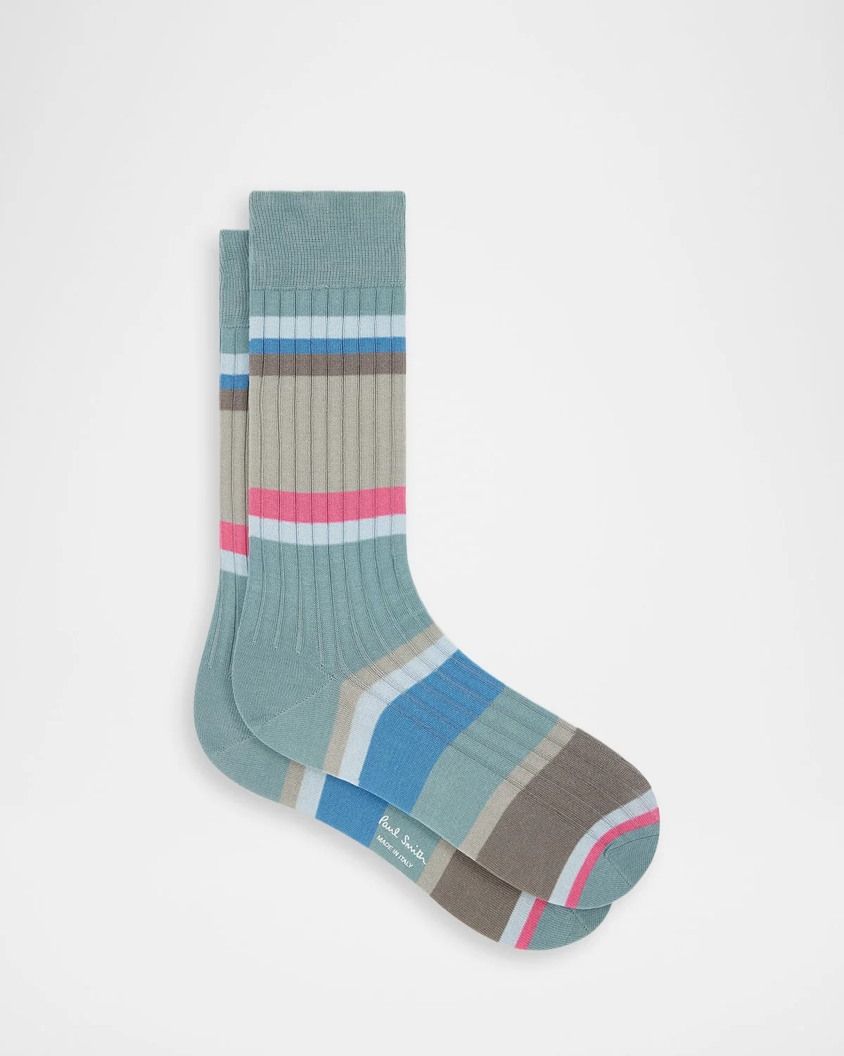 Men's Pool Ribbed Stripe Mid-Calf Socks - 1