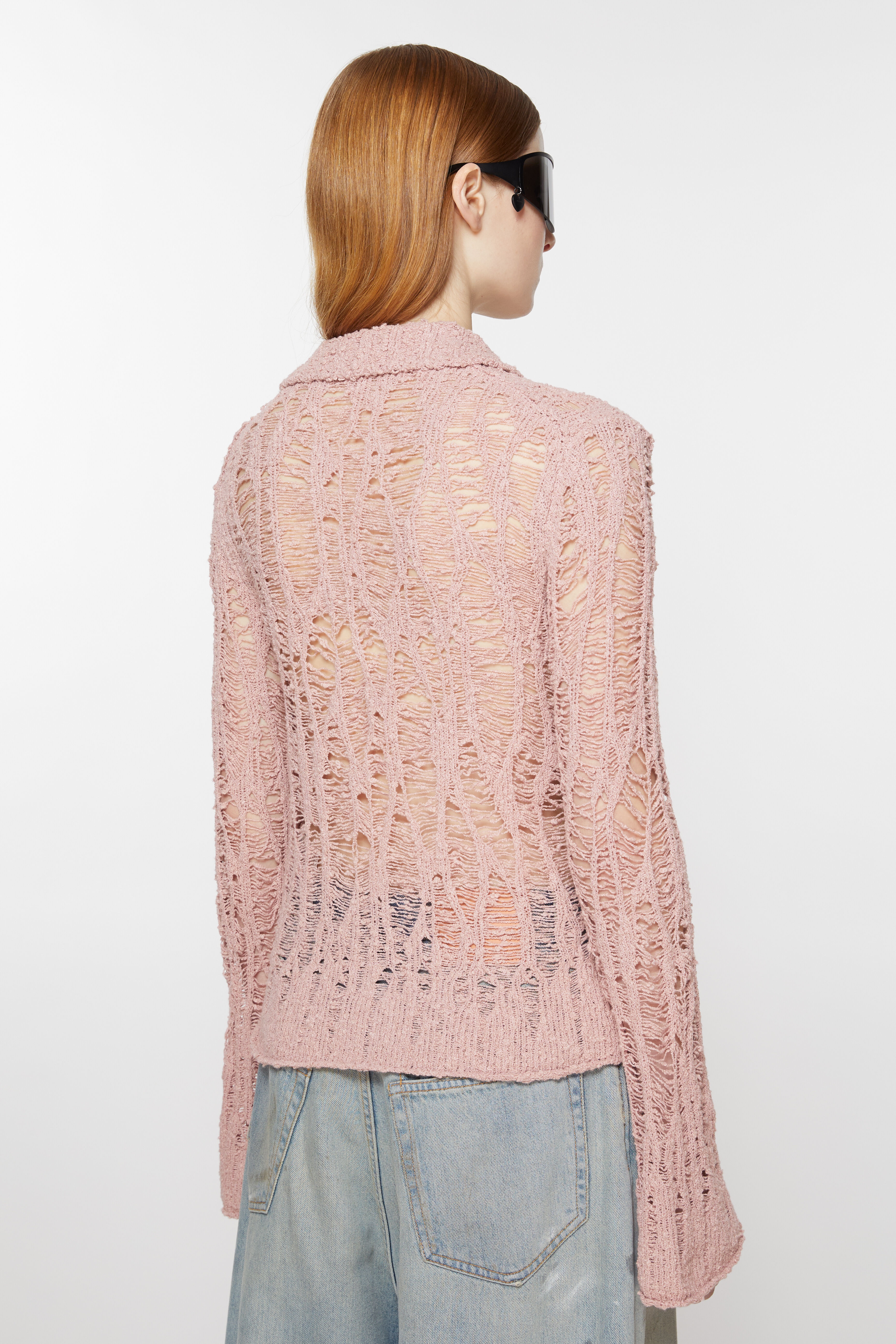 Loose knit cardigan - Pastel pink - 3