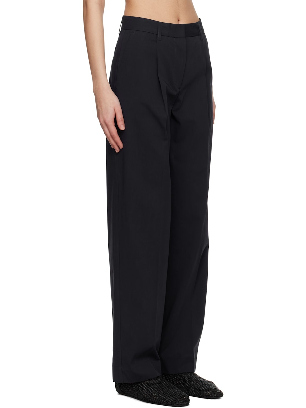 Navy Slanted Pocket Trousers - 2
