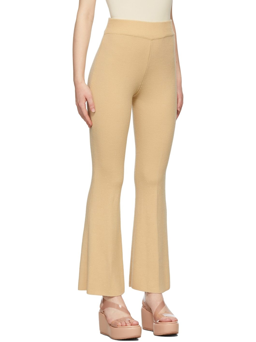 Beige Wool Knit Pants - 2