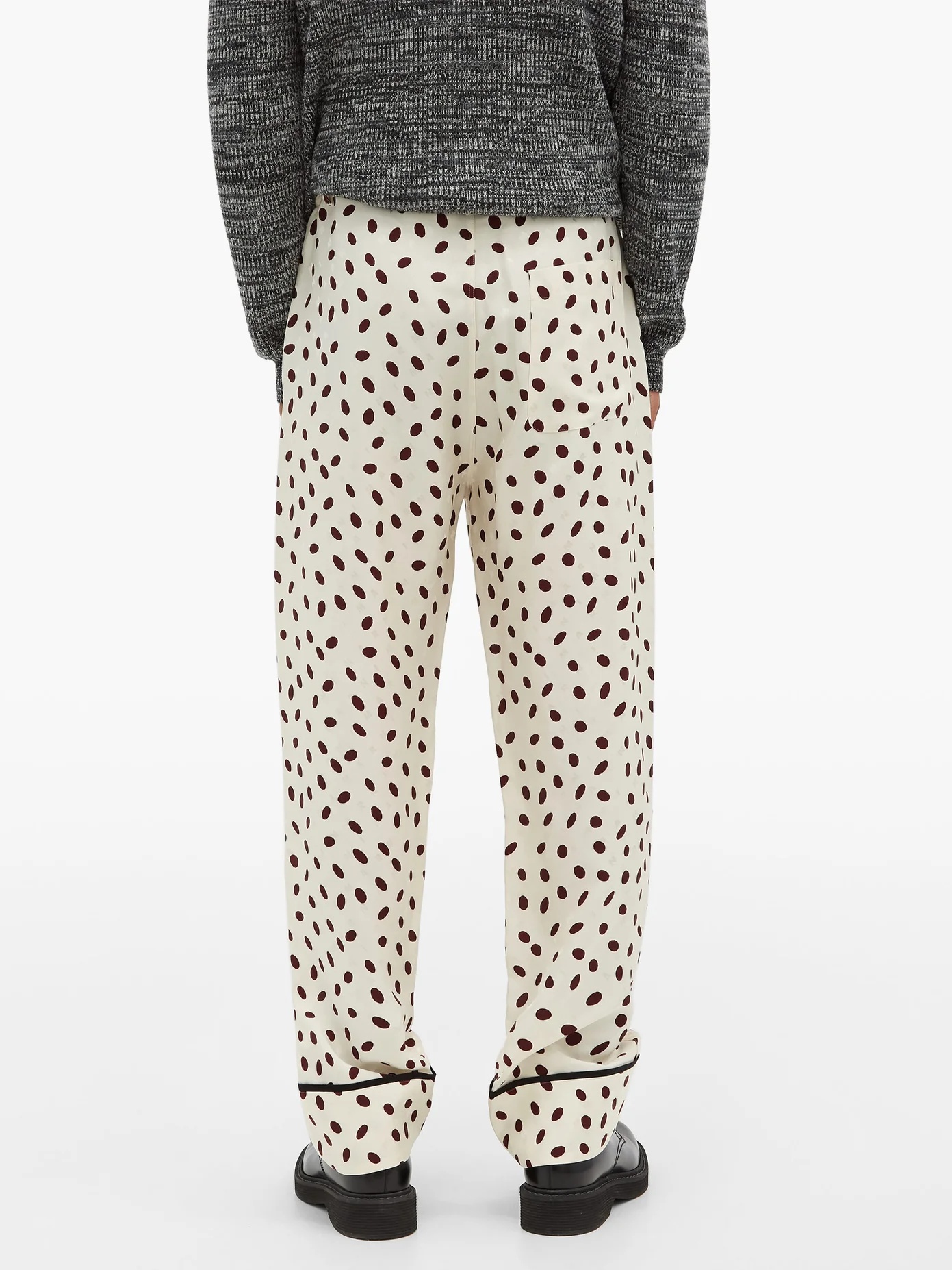 Polka-dot logo-jacquard satin trousers - 5