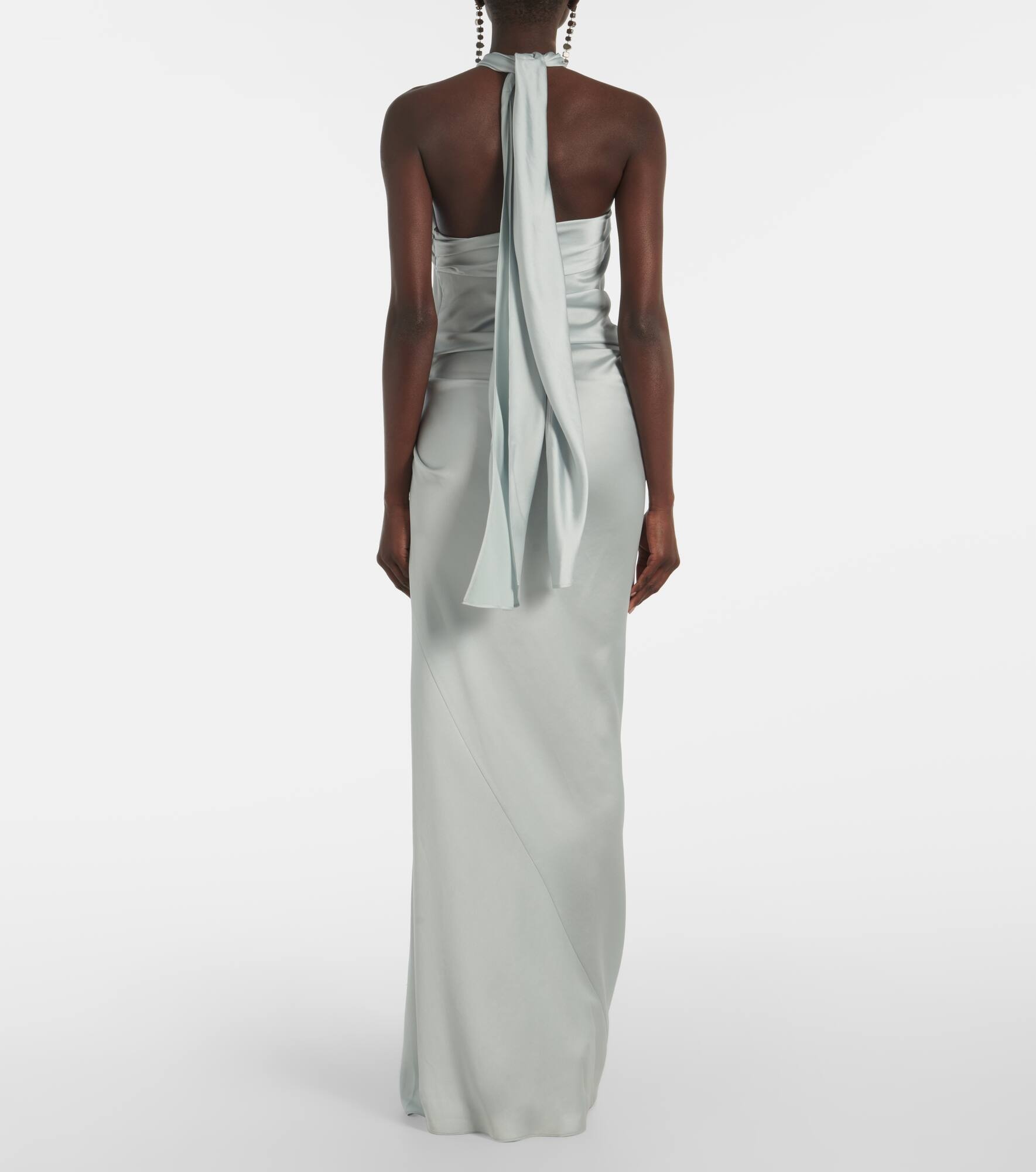 Draped satin maxi dress - 3