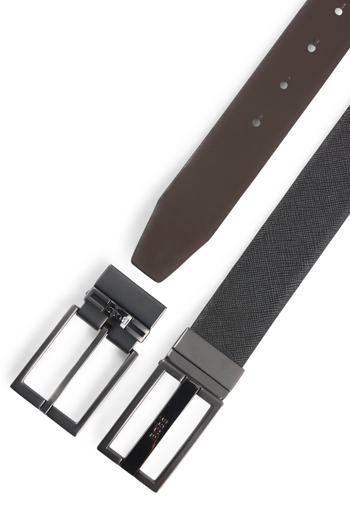 REVERSIBLE ITALIAN-LEATHER BELT WITH TWO BUCKLES - 3