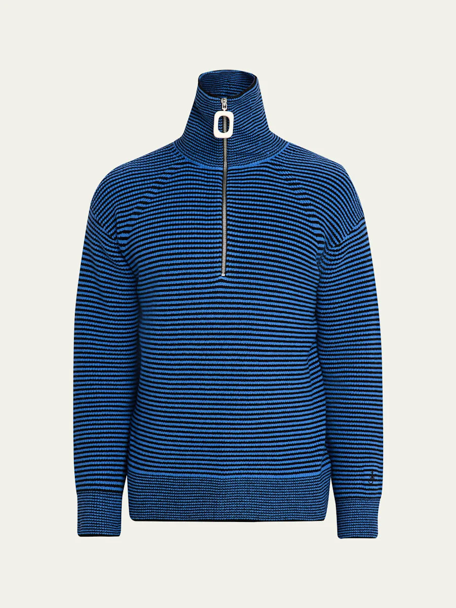 Men's Stripe Half-Zip Turtleneck Sweater - 1