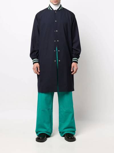 Kiko Kostadinov stripe-trimmed collarless coat outlook