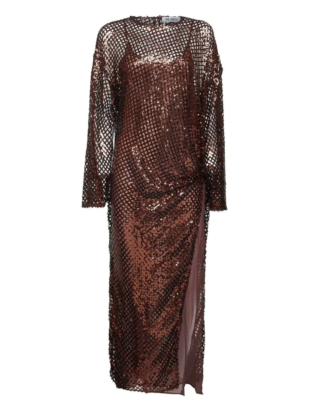 sequin-embellished gathered maxi dress - 1