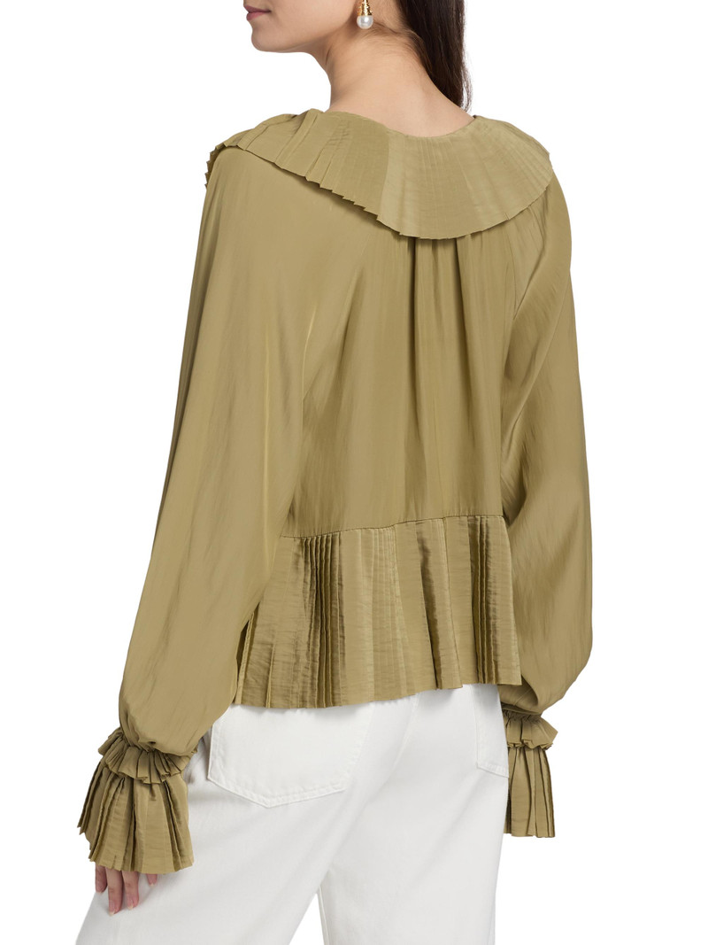 Women's Jacklyn Pleated Ruffle Blouse - Safari 5