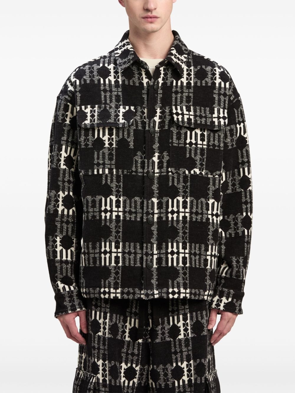 monogram-pattern cotton shirt - 3