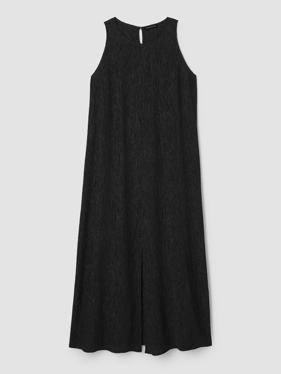 Woven Plissé Round Neck Dress - 1