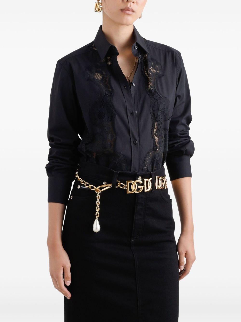 lace-inserts shirt - 4