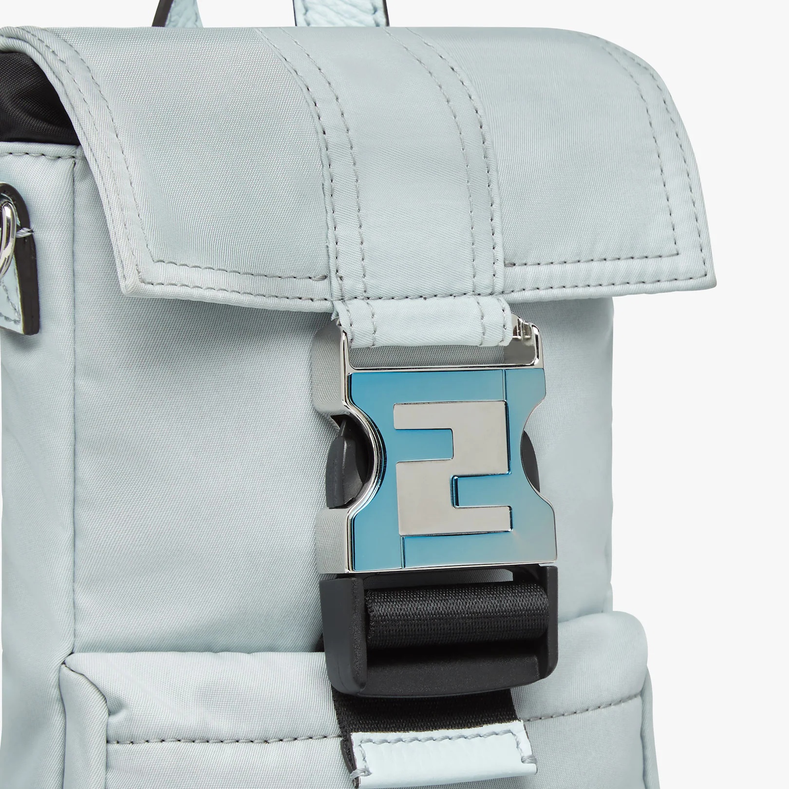 Light blue nylon backpack - 4