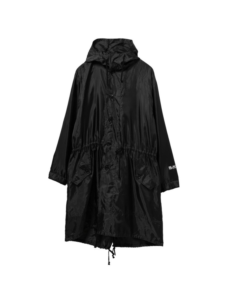 logo-print hooded coat 1
