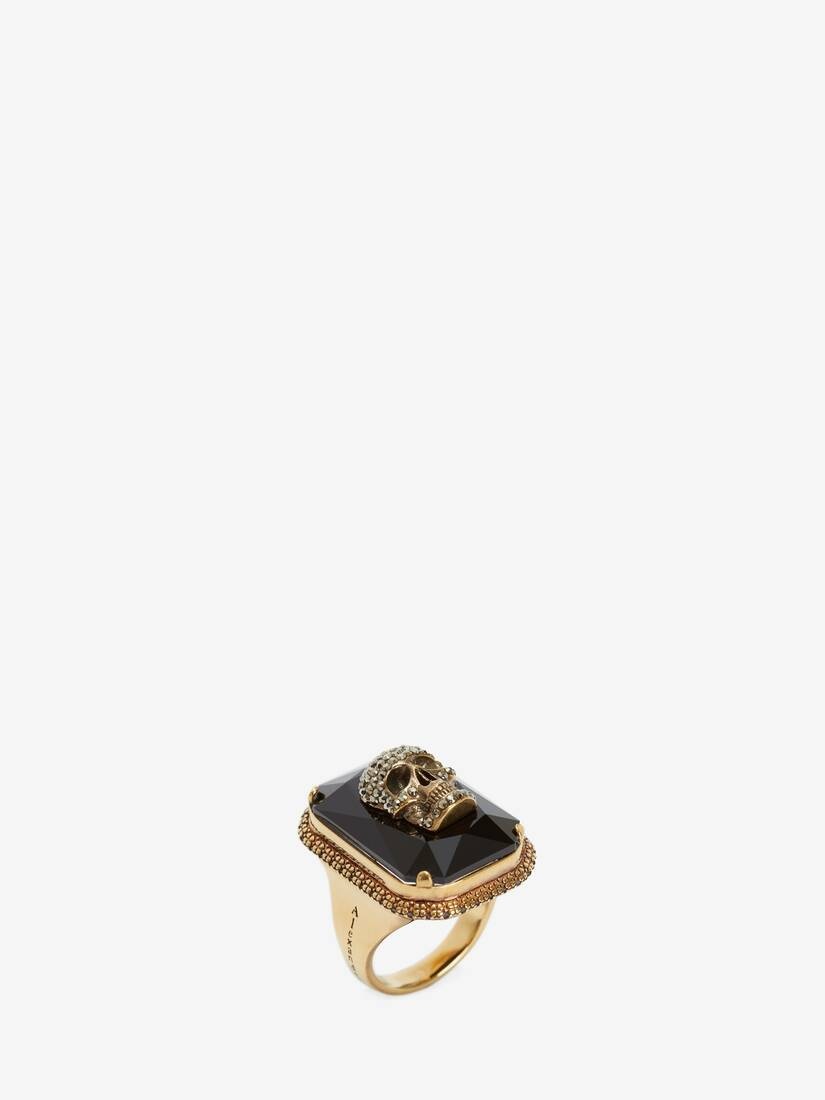Jeweled Skull Ring in Gold - 2