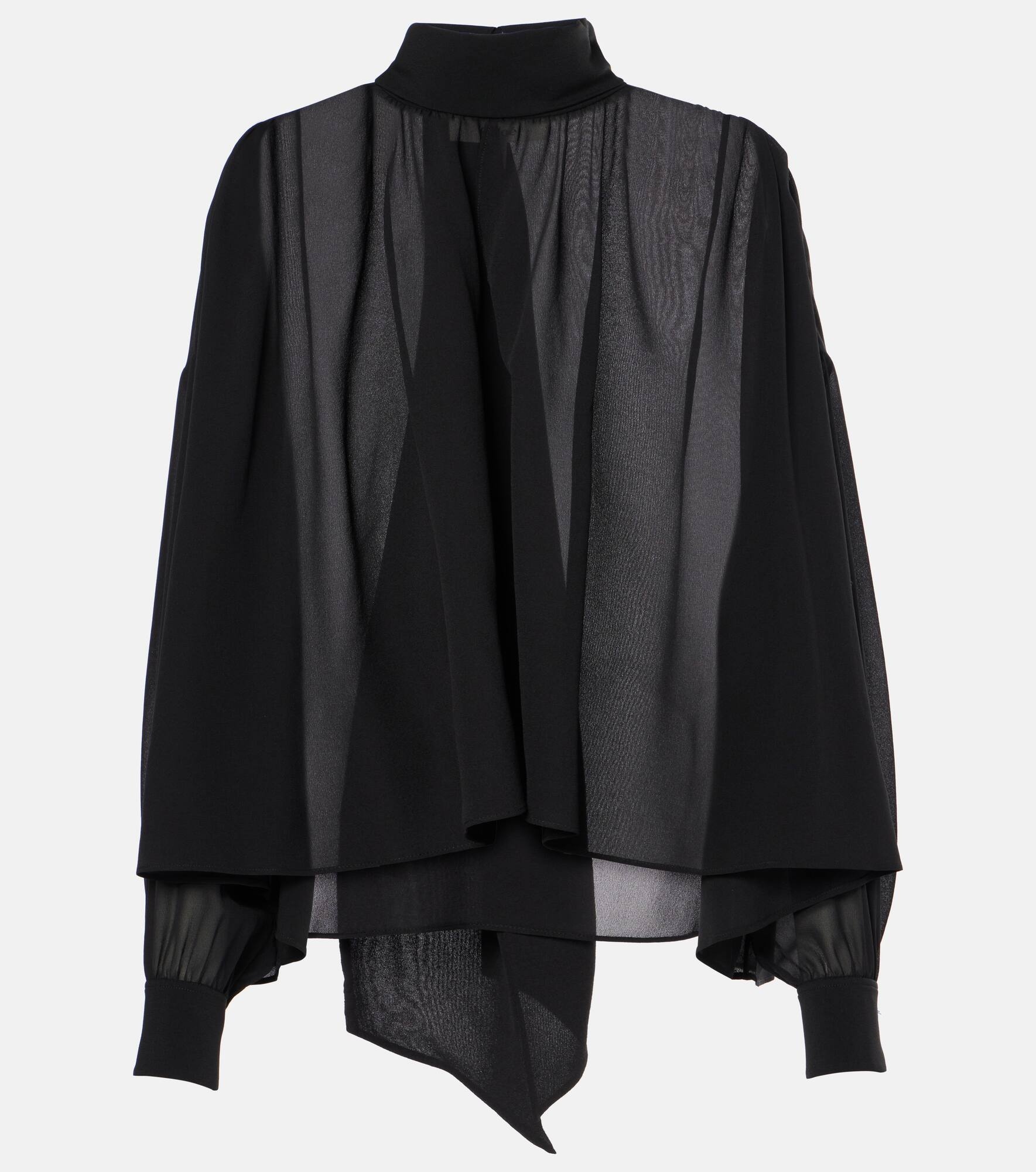 Tie-neck silk georgette blouse - 1