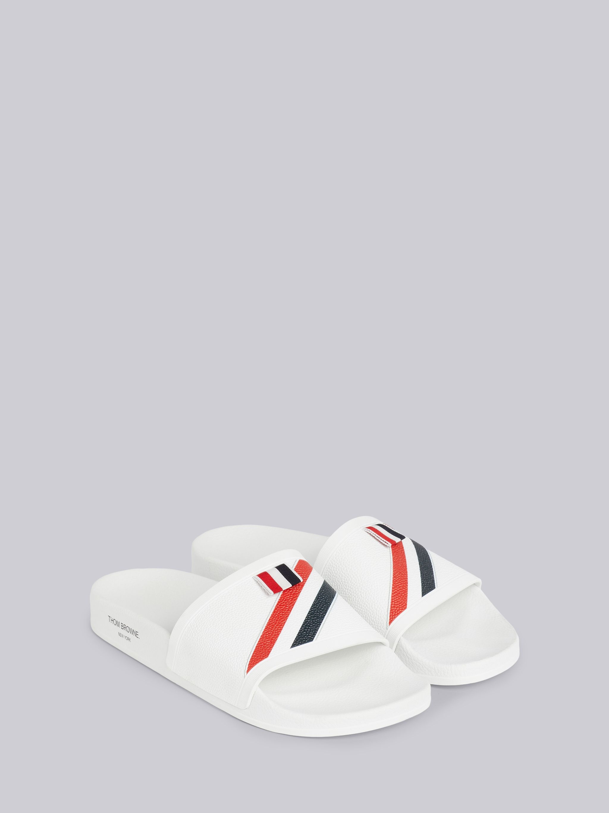White Rubber Diagonal Stripe Pool Slide - 3