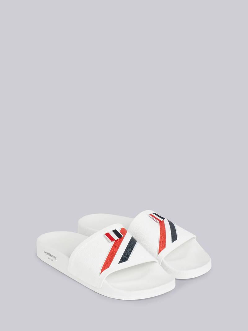 White Rubber Diagonal Stripe Pool Slide 3