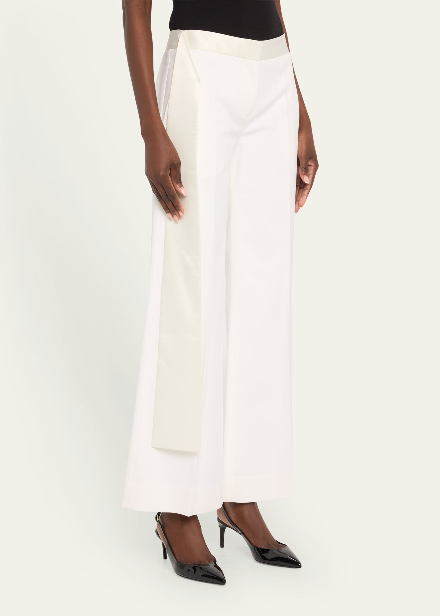 Gigi Wool-Blend Satin-Trim Trousers - 4