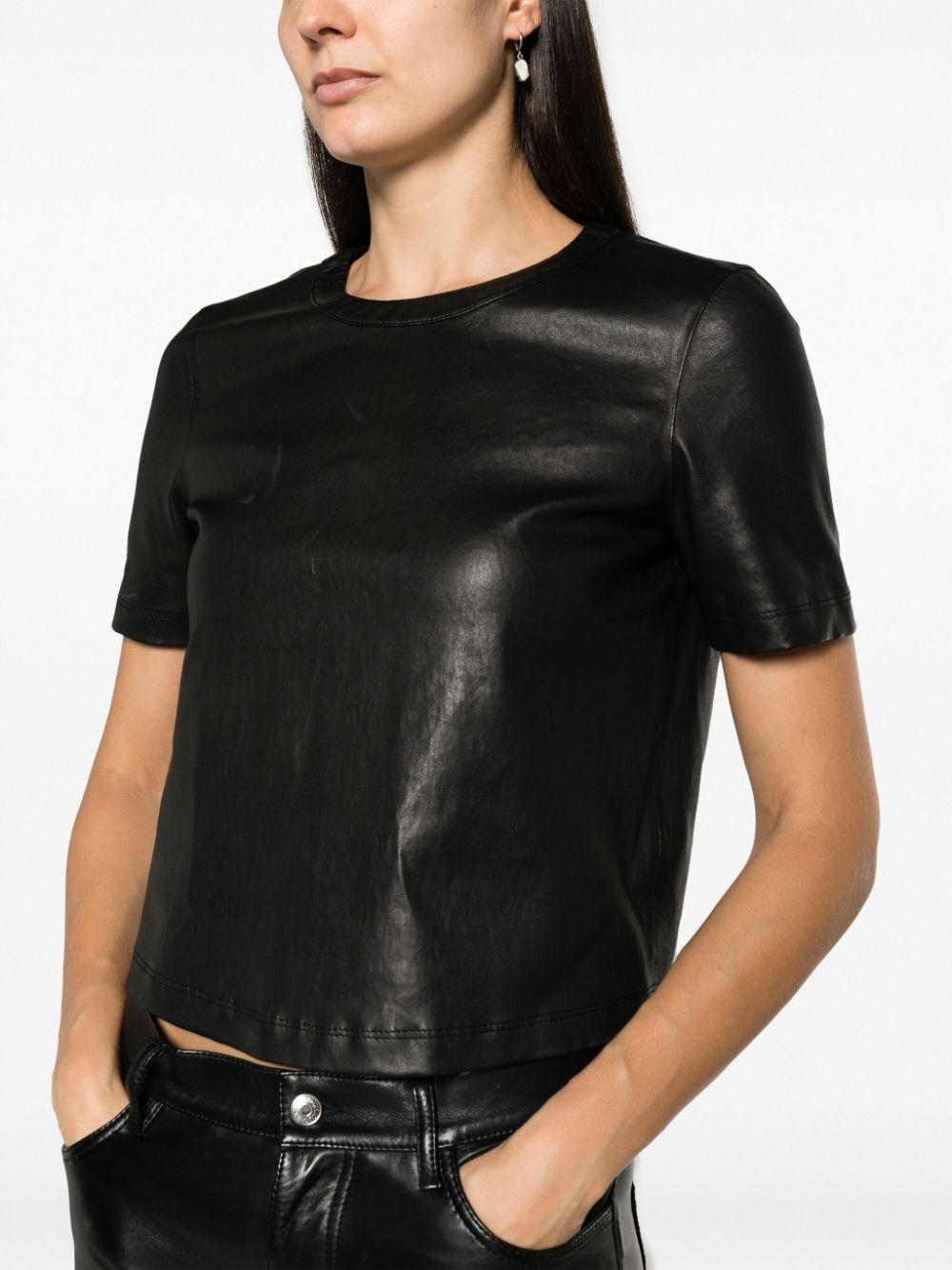Tas crew-neck leather T-shirt - 5