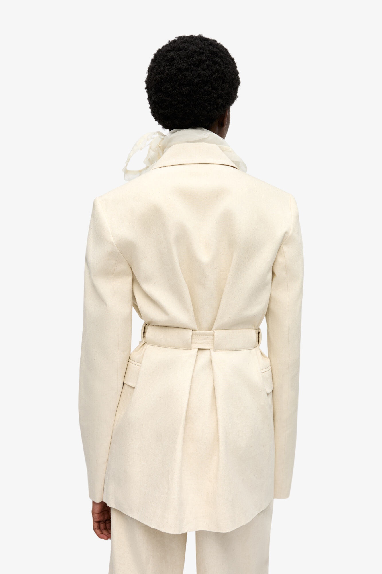 OFF-WHITE COTTON MELANGE TAILORING BLAZER - 4