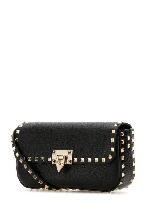 Black leather Rockstud crossbody bag - 2